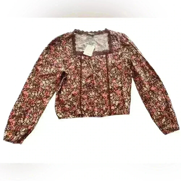 New with Tags Self ❤️E‎ Junior Lace-Trimmed Square-Neck Crop Top - Picture 1 of 11